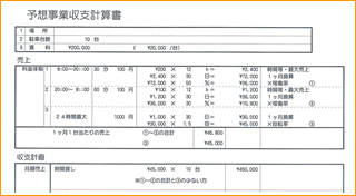 駐車場の予想収支計算書